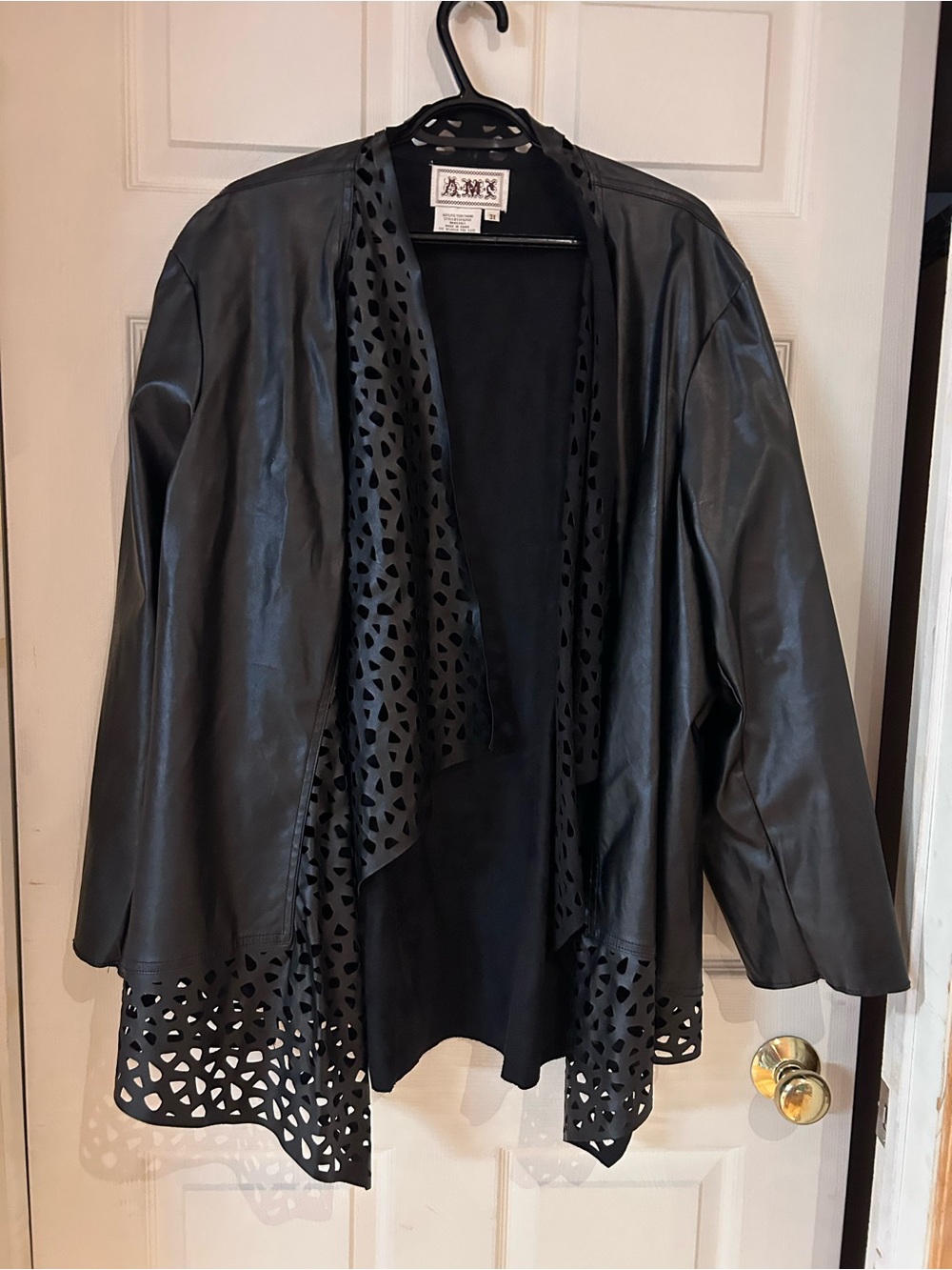 NWOT Black Faux Leather Jacket Blazer with Reticulated Shawl Collar Size 3X